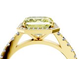 Yellow gold Fancy Yellow Asscher  Cut Halo Diamond Engagement Ring with Pave Band and Four-Prong Setting_22