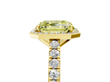 Yellow gold Fancy Yellow Asscher  Cut Halo Diamond Engagement Ring with Pave Band and Four-Prong Setting_23