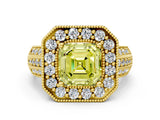 Yellow gold Fancy Yellow Asscher Cut Halo Diamond Engagement Ring with Pave Split Shank and Four-Prong Setting_12