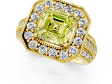 Yellow gold Fancy Yellow Asscher Cut Halo Diamond Engagement Ring with Pave Split Shank and Four-Prong Setting_13
