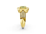 Yellow gold Fancy Yellow Asscher Cut Halo Diamond Engagement Ring with Pave Split Shank and Four-Prong Setting_14