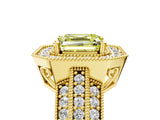 Yellow gold Fancy Yellow Asscher Cut Halo Diamond Engagement Ring with Pave Split Shank and Four-Prong Setting_17