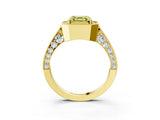 Yellow gold Fancy Yellow Asscher Cut Halo Diamond Engagement Ring with Split Shank Band and Four-Prong Setting_3