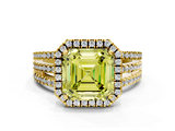 Yellow gold Fancy Yellow Asscher  Cut Halo Diamond Engagement Ring with Split Shank and Four-Prong Setting_33