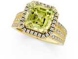 Yellow gold Fancy Yellow Asscher  Cut Halo Diamond Engagement Ring with Split Shank and Four-Prong Setting_34