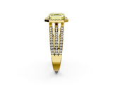 Yellow gold Fancy Yellow Asscher  Cut Halo Diamond Engagement Ring with Split Shank and Four-Prong Setting_35