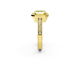 Yellow gold Fancy Yellow Asscher  Cut Halo Diamond Pave Band Ring with Four-Prong Setting_2