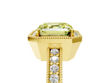 Yellow gold Fancy Yellow Asscher  Cut Halo Diamond Pave Band Ring with Four-Prong Setting_5