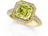 Yellow gold Fancy Yellow Asscher  Cut Halo Diamond Pave Band with Four-Prong Setting_18