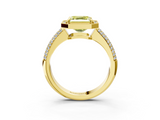 Yellow gold Fancy Yellow Asscher  Cut Halo Diamond Pave Band with Four-Prong Setting_20