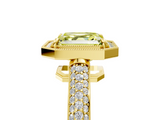 Yellow gold Fancy Yellow Asscher  Cut Halo Diamond Pave Band with Four-Prong Setting_22