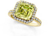 Yellow gold Fancy Yellow Asscher Cut Halo Diamond Pave Band with Prong Setting_1