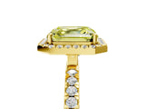 Yellow gold Fancy Yellow Asscher Cut Halo Diamond Pave Band with Prong Setting_5