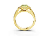 Yellow gold Fancy Yellow Asscher Cut Halo Diamond Ring with Beaded Split Shank and Four-Prong Setting_3