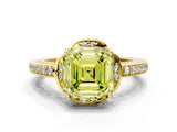 Yellow gold Fancy Yellow Asscher  Cut Halo Diamond Ring with Channel Set Band and Four-Prong Setting_52
