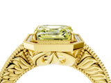 Yellow gold Fancy Yellow Asscher  Cut Halo Diamond Ring with Pavé Band and Four-Prong Setting_32