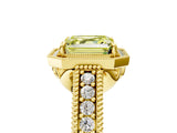 Yellow gold Fancy Yellow Asscher  Cut Halo Diamond Ring with Pavé Band and Four-Prong Setting_33