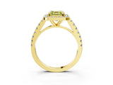 Yellow gold Fancy Yellow Asscher Cut Halo Diamond Ring with Pavé Band and Three-Prong Setting_3