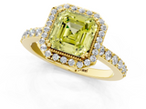 Yellow gold Fancy Yellow Asscher  Cut Halo Diamond Ring with Pave Band and Four-Prong Setting_18