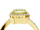 Yellow gold Fancy Yellow Asscher  Cut Halo Diamond Ring with Pave Band and Four-Prong Setting_21