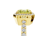 Yellow gold Fancy Yellow Asscher  Cut Halo Diamond Ring with Pave Band and Four-Prong Setting_22