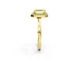 Yellow gold Fancy Yellow Asscher Cut Halo Diamond Ring with Solitaire Band and Prong Setting_2