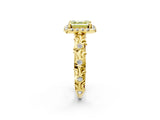 Yellow gold Fancy Yellow Asscher Cut Halo Diamond Solitaire with Filigree Band and Four-Prong Setting_2