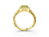 Yellow gold Fancy Yellow Asscher Cut Halo Diamond Solitaire with Filigree Band and Four-Prong Setting_3