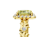 Yellow gold Fancy Yellow Asscher Cut Halo Diamond Solitaire with Filigree Band and Four-Prong Setting_5