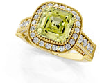 Yellow gold Fancy Yellow Asscher Cut Halo Diamond Split Shank Pave Ring_1