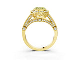 Yellow gold Fancy Yellow Asscher Cut Halo Diamond Split Shank Pave Ring_3