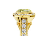 Yellow gold Fancy Yellow Asscher Cut Halo Diamond Split Shank Pave Ring_5