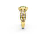 Yellow gold Fancy Yellow Asscher Cut Halo Diamond Split Shank Ring with Prong Setting_2