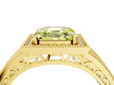 Yellow gold Fancy Yellow Asscher Cut Halo Diamond Split Shank Ring with Prong Setting_4