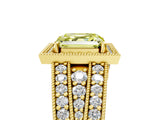 Yellow gold Fancy Yellow Asscher Cut Halo Diamond Split Shank Ring with Prong Setting_5