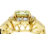 Yellow gold Fancy Yellow Asscher Cut Halo Milgrain Diamond Engagement Ring with Leaf Band and Four-Prong Setting_4