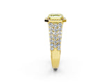Yellow gold Fancy Yellow Asscher Cut Halo Pavé Diamond Engagement Ring with Split Shank and Four-Prong Setting_5