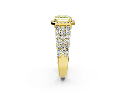 Yellow gold Fancy Yellow Asscher Cut Halo Pavé Diamond Engagement Ring with Split Shank and Four-Prong Setting_5