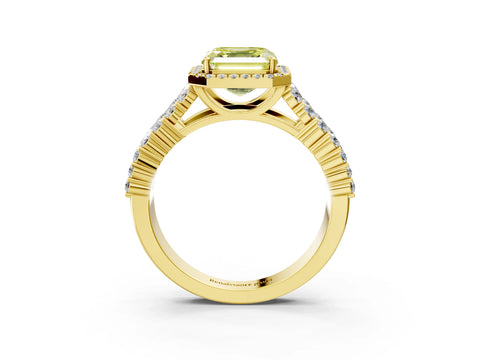 Yellow gold Fancy Yellow Asscher Cut Halo Pavé Diamond Engagement Ring with Split Shank and Four-Prong Setting_6