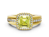 Yellow gold Fancy Yellow Asscher  Cut Halo Pave Band Four-Prong Ring_57