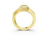 Yellow gold Fancy Yellow Asscher  Cut Halo Pave Band Four-Prong Ring_60