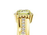 Yellow gold Fancy Yellow Asscher  Cut Halo Pave Band Four-Prong Ring_62