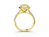 Yellow gold Fancy Yellow Asscher  Cut Halo Pave Band Four-Prong Setting Ring_3