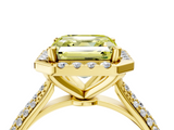 Yellow gold Fancy Yellow Asscher  Cut Halo Pave Band Four-Prong Setting Ring_4