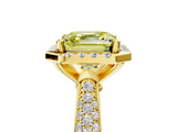 Yellow gold Fancy Yellow Asscher  Cut Halo Pave Band Four-Prong Setting Ring_5