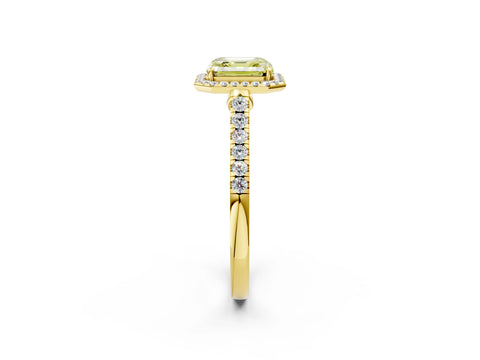 Yellow gold Fancy Yellow Asscher Cut Halo Pave Diamond Engagement Ring with Four-Prong Setting_2