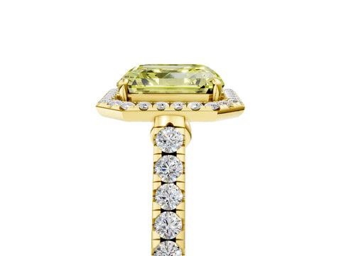 Yellow gold Fancy Yellow Asscher Cut Halo Pave Diamond Engagement Ring with Four-Prong Setting_5