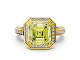 Yellow gold Fancy Yellow Asscher  Cut Halo Pave Split Shank Prong Setting Ring_51
