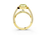 Yellow gold Fancy Yellow Asscher  Cut Halo Pave Split Shank Prong Setting Ring_54