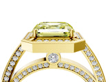 Yellow gold Fancy Yellow Asscher  Cut Halo Pave Split Shank Prong Setting Ring_55